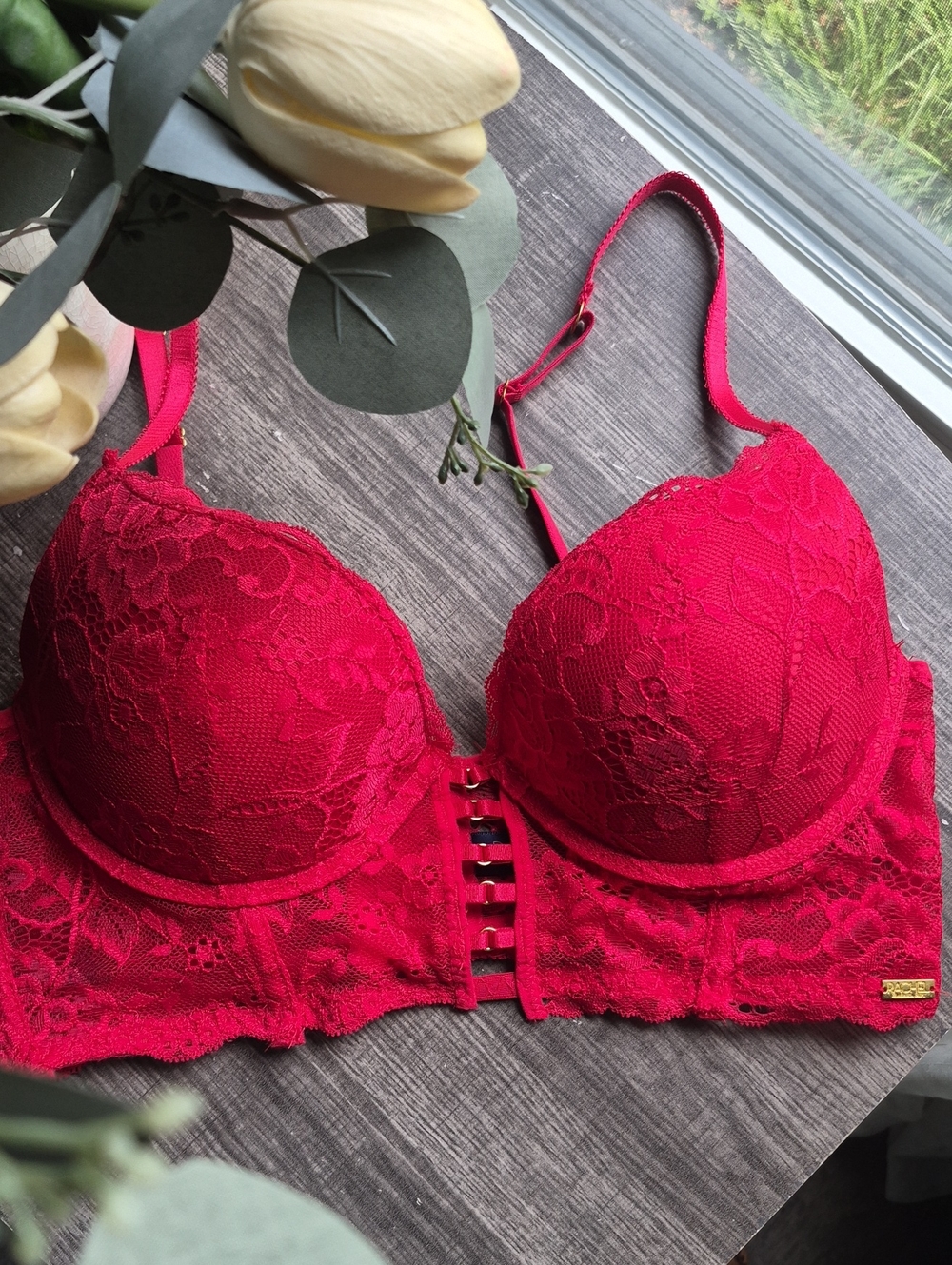 RACHEL Rachel Roy Hot Pink Lace Longline Push-Up Bra 36B